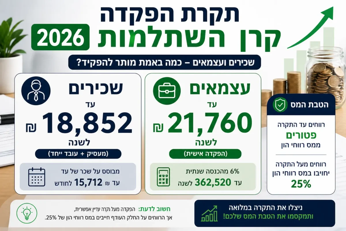 תקרת הפקדה קרן השתלמות לשנת 2026